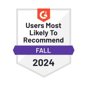Selo G2 Users Most Likely To Recommend – Fall 2024