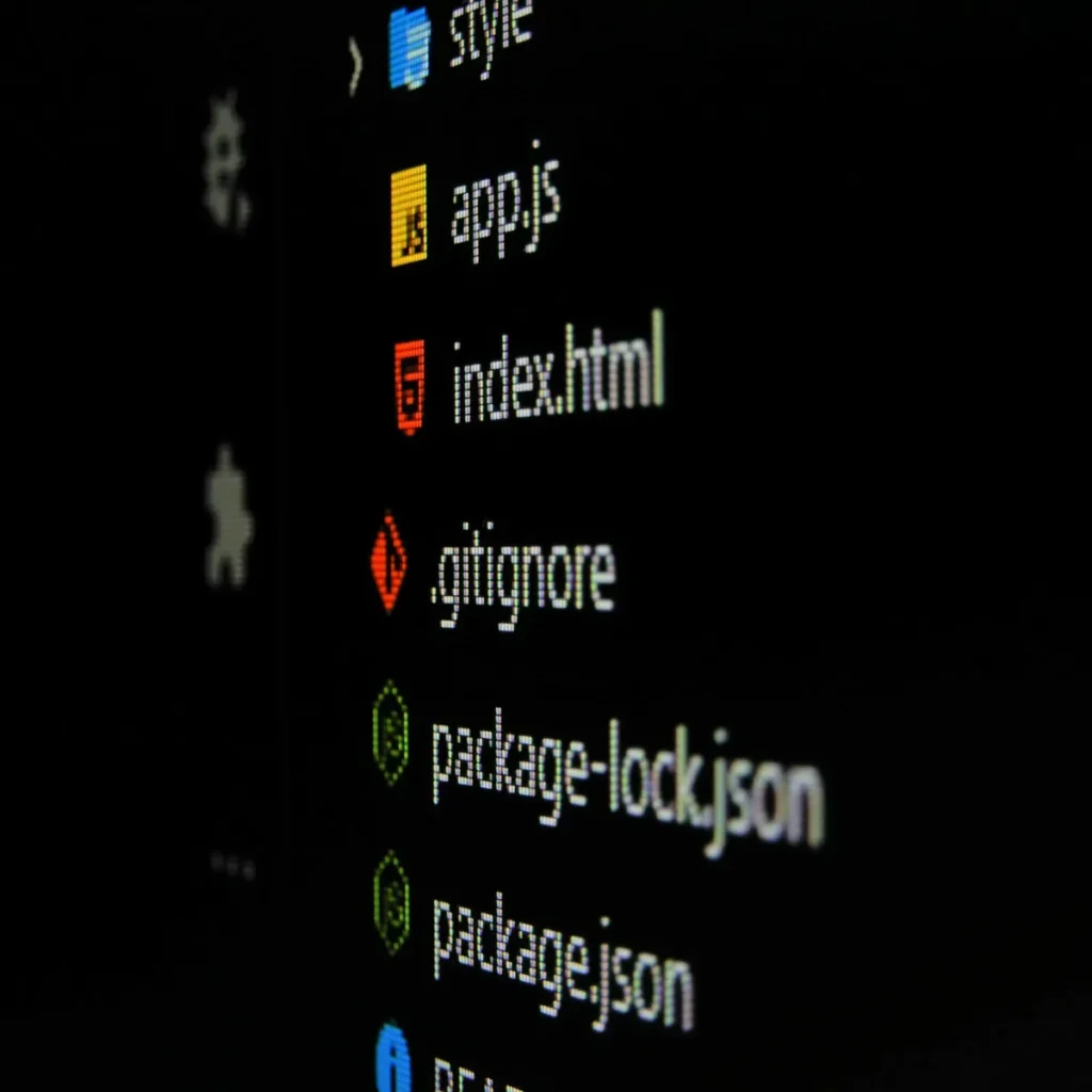 Tela de editor de código com arquivos de um projeto JavaScript